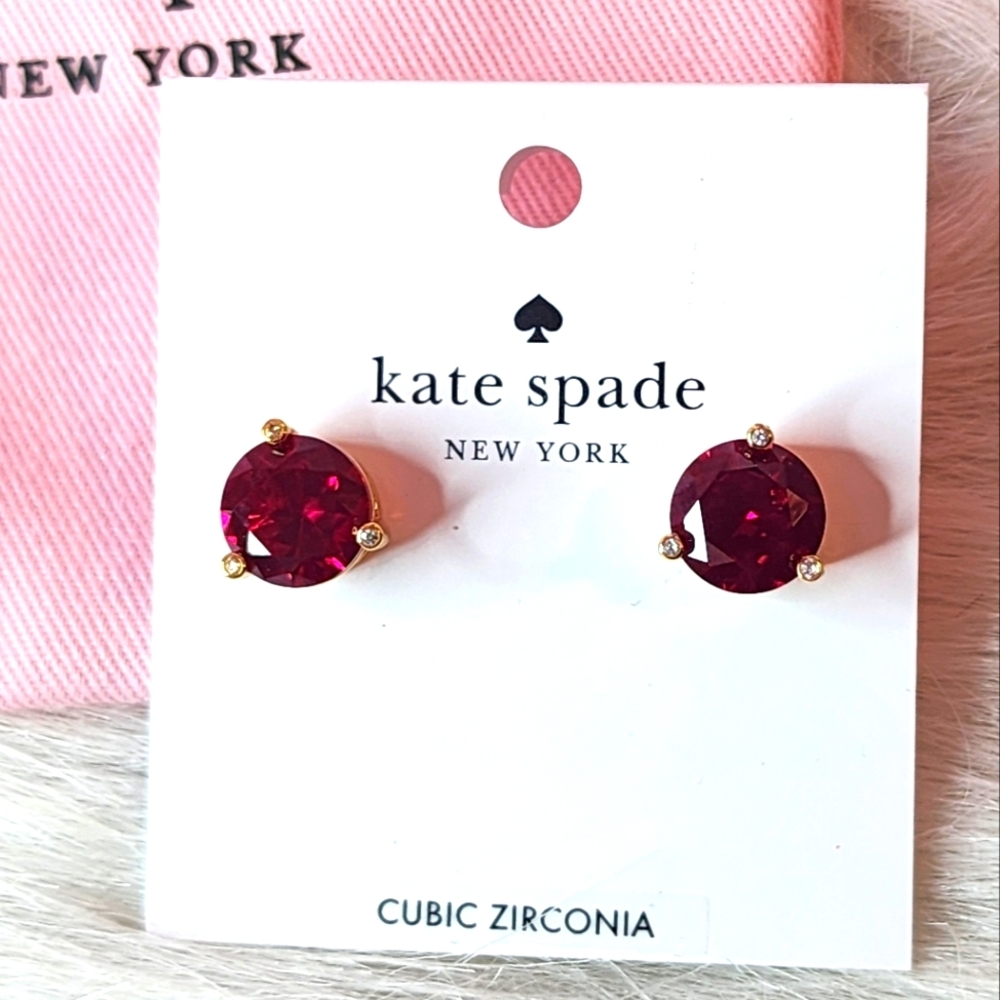 Kate Spade Rise & Shine Red Cubic Zirconia Stud Earrings